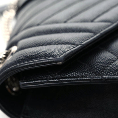 Saint Laurent Grain De Poudre Textured Mixed Matelasse Triquilt Medium Monogram Satchel Black 16 of 19