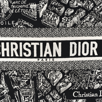 Christian Dior Canvas Embroidered Medium Plan De Paris Book Tote Black White 8 of 10