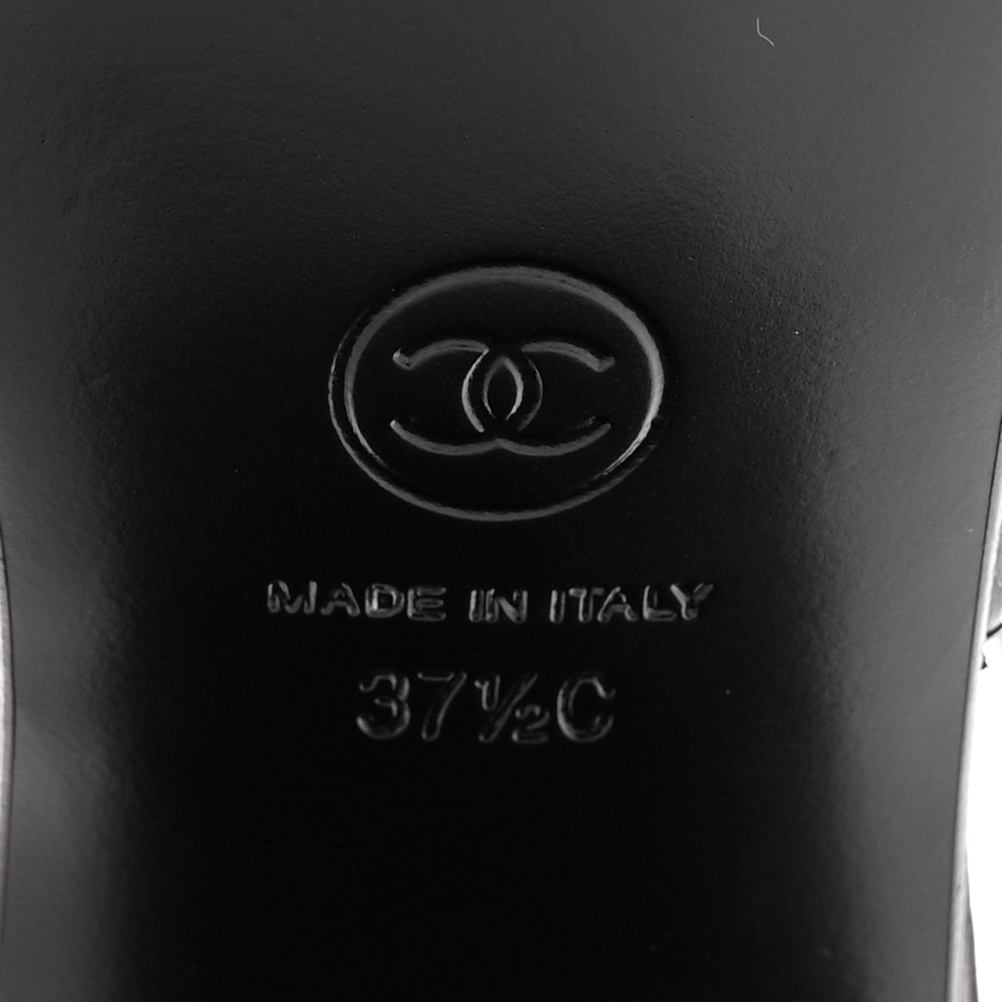 Shiny Calfskin CC Sandals 37.5 Black