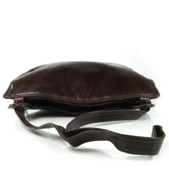 Vintage Leather Shoulder Bag Dark Brown