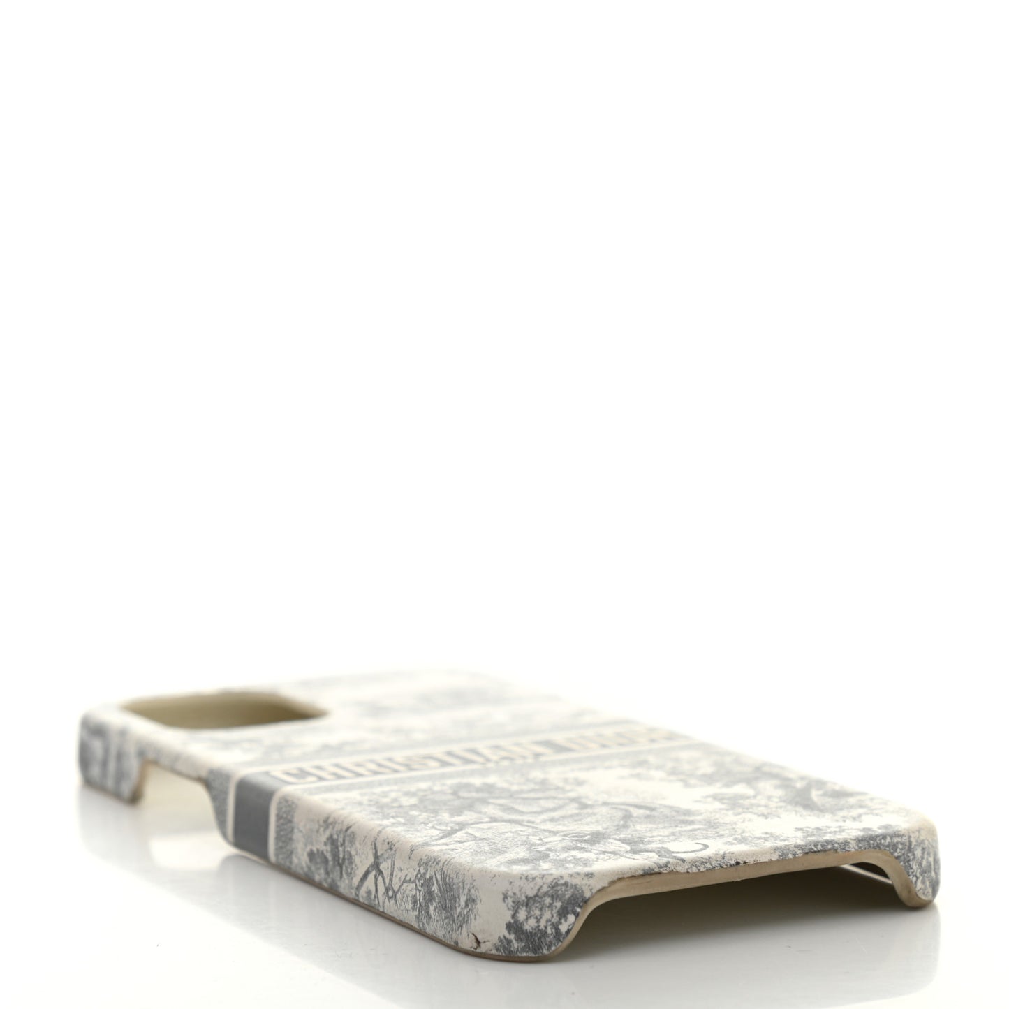 Calfskin Toile De Jouy iPhone 12 Pro Case Grey