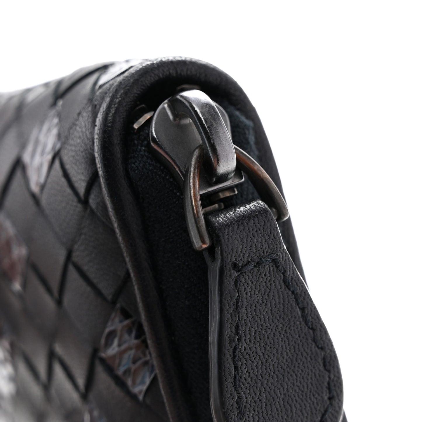 Nappa Intrecciato Ayers Zip Around Wallet Black Blue