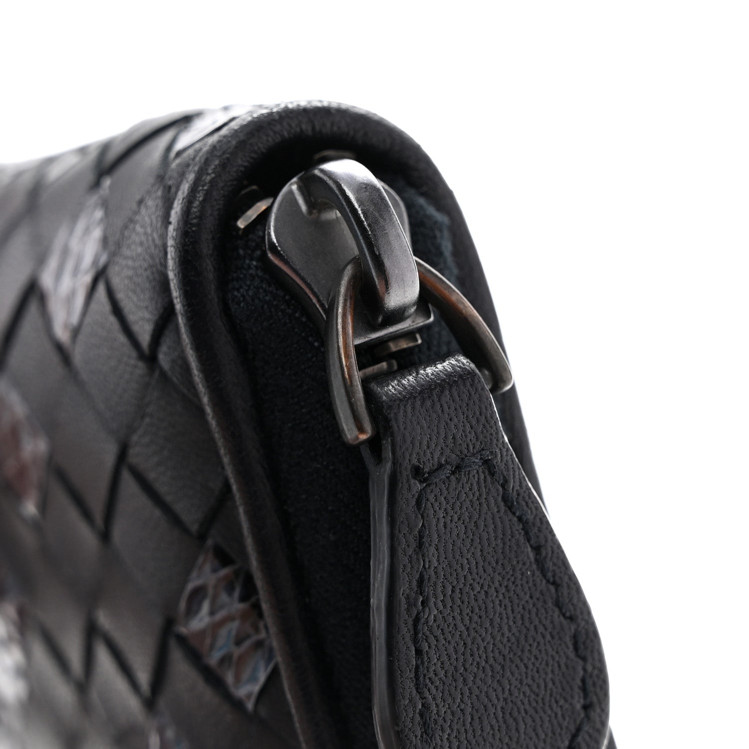 Bottega Veneta Nappa Intrecciato Ayers Zip Around Wallet Black Blue 9 of 11