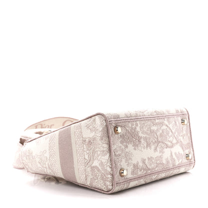 Christian Dior Canvas Toile De Jouy Reverse Embroidered Medium Lady D-Lite Rose 4 of 10