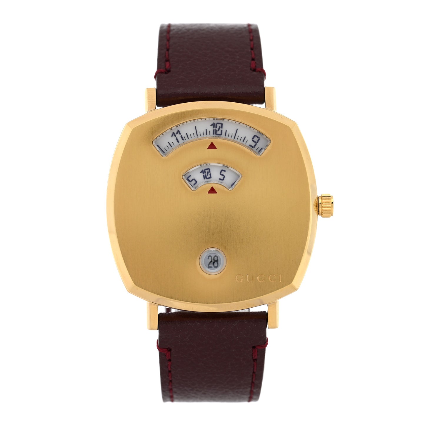 Stainless Steel Calfskin 35mm Grip Quartz Watch Burgundy