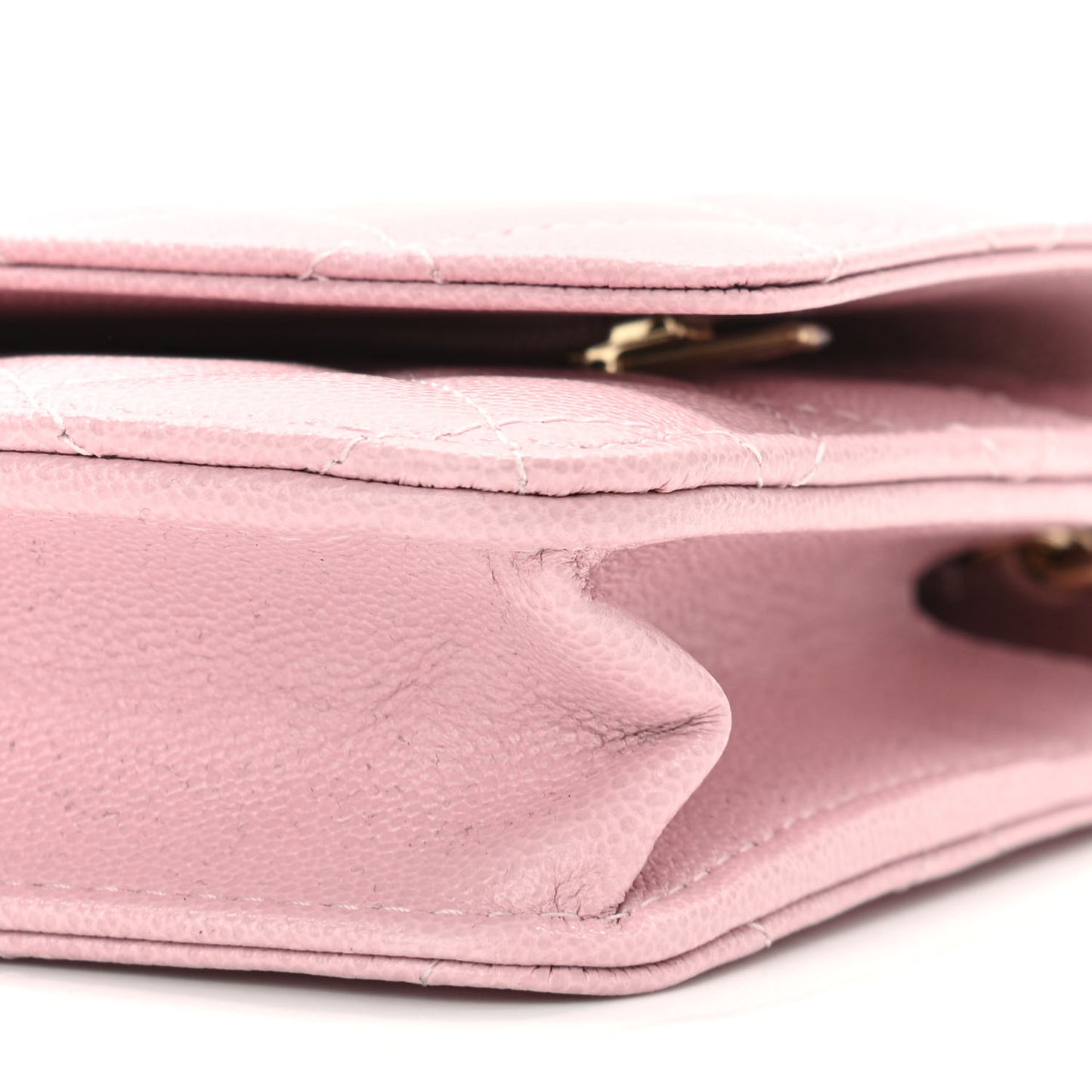 Caviar Quilted Studded CC Wallet on Chain WOC Light Pink