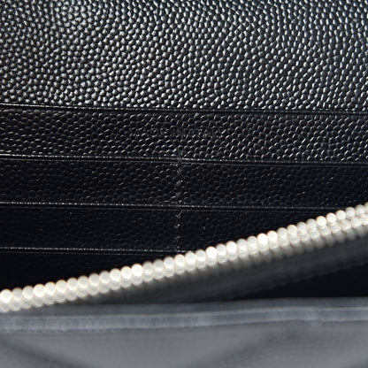 Saint Laurent Grain De Poudre Matelasse Chevron Monogram Chain Wallet Black 7 of 13