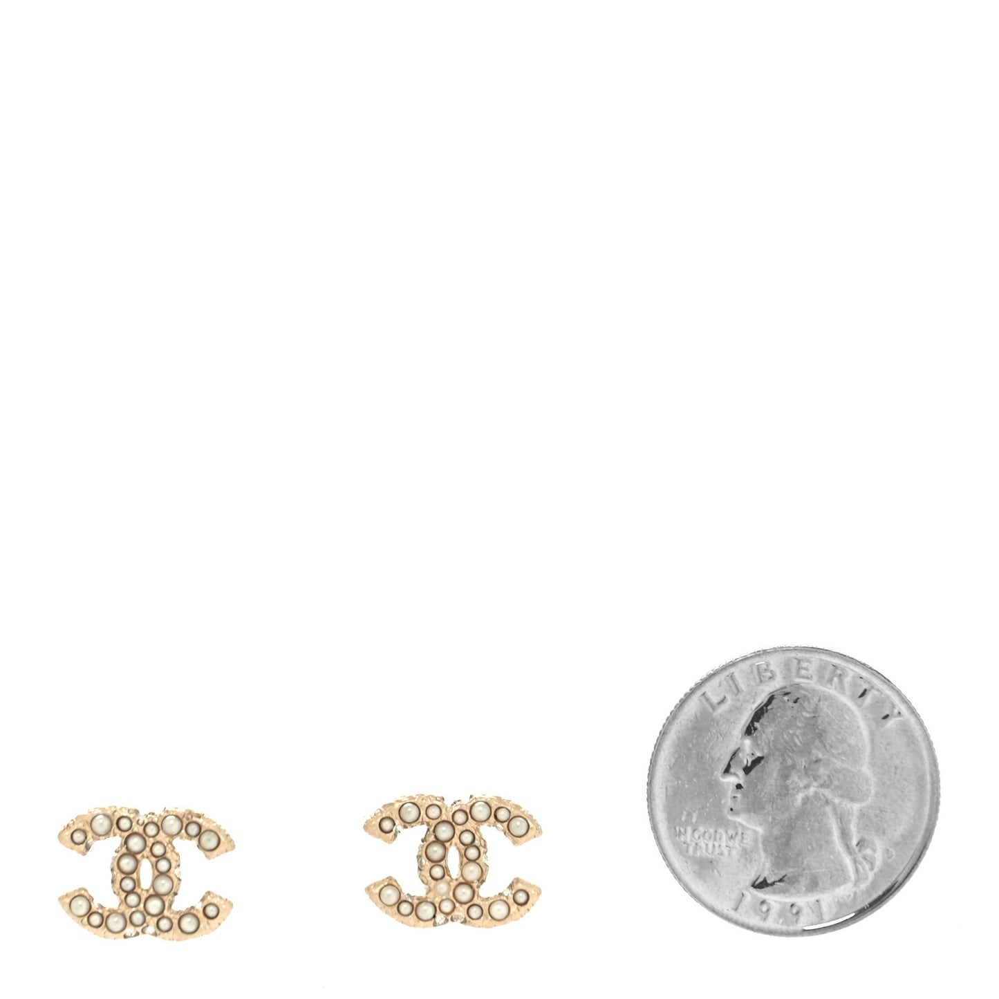 Metal Graduated Pearl Crystal CC Earrings Light Gold
