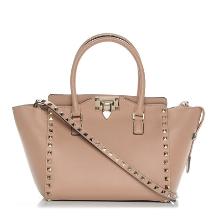 Valentino Garavani Vitello Small Rockstud Double Handle Tote Soft Noisette 1 of 6