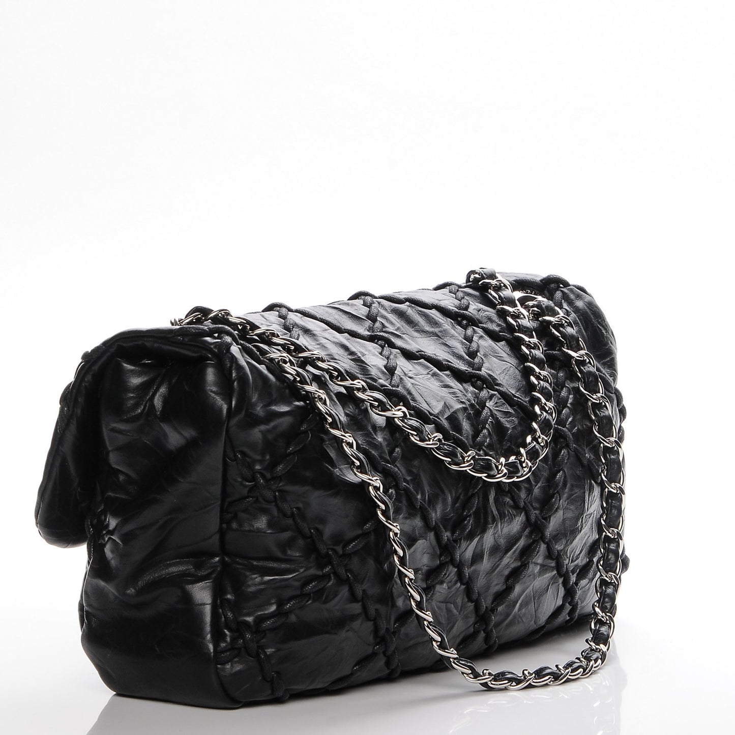 Calfskin Ultra Stitch Oversize Flap Black