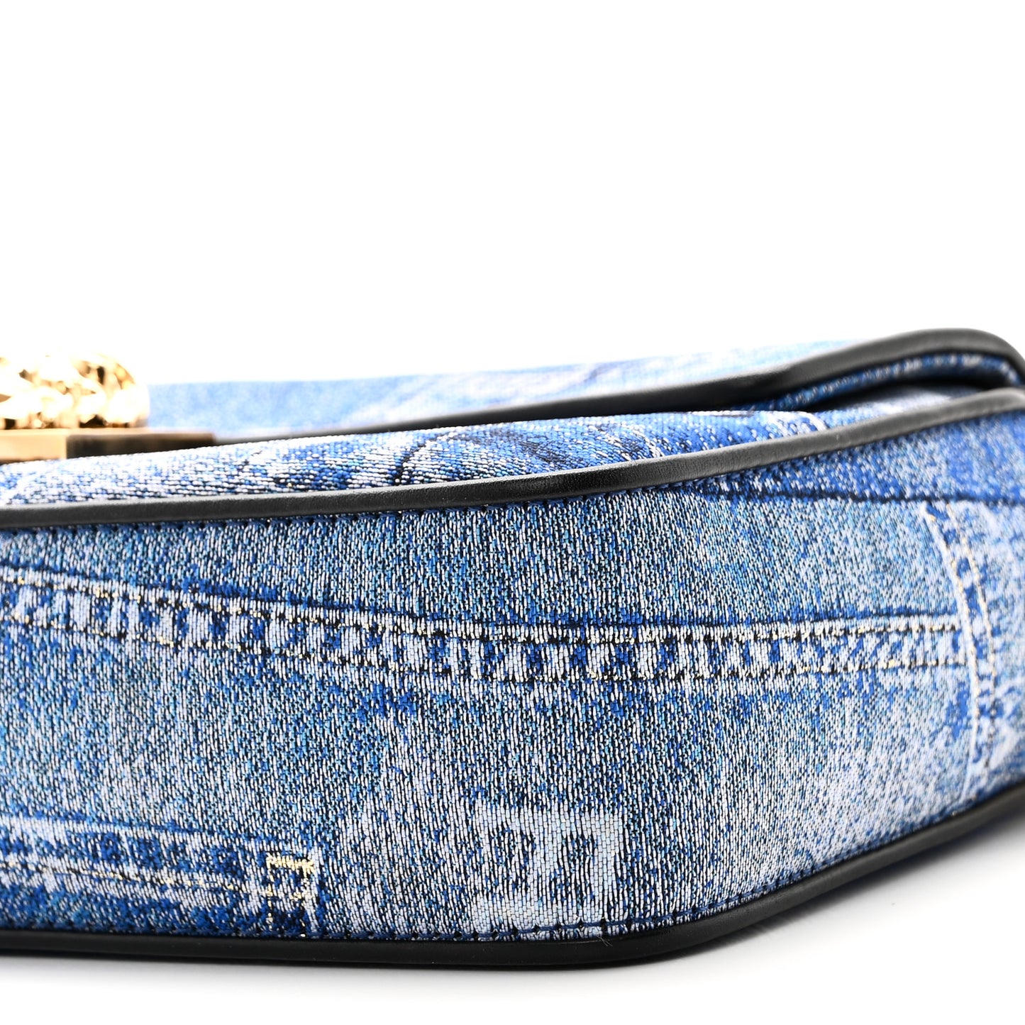X VERSACE Denim Fendace Patchwork Baguette Blue