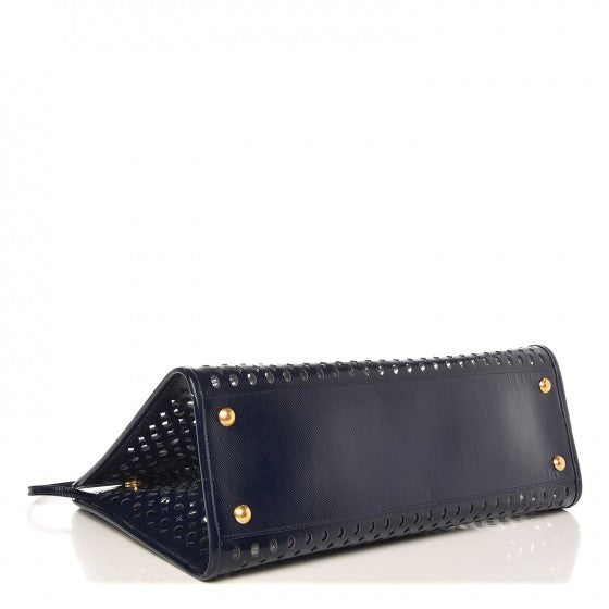 Saffiano Vernice Perforated Tote Royal