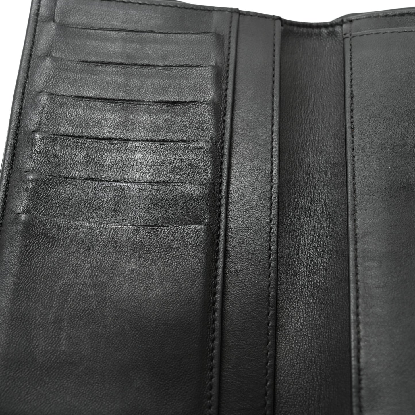 Lambskin Quilted Large Flap Wallet Black
