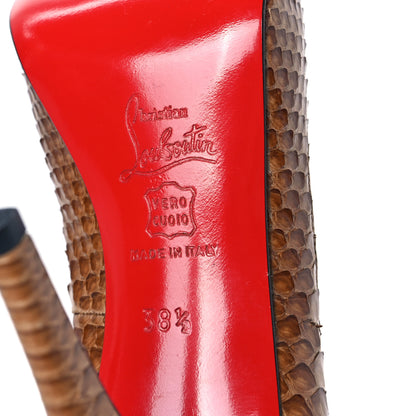 Christian Louboutin Snakeskin Peep Toe 110 Pumps 38.5 Brown 6 of 8