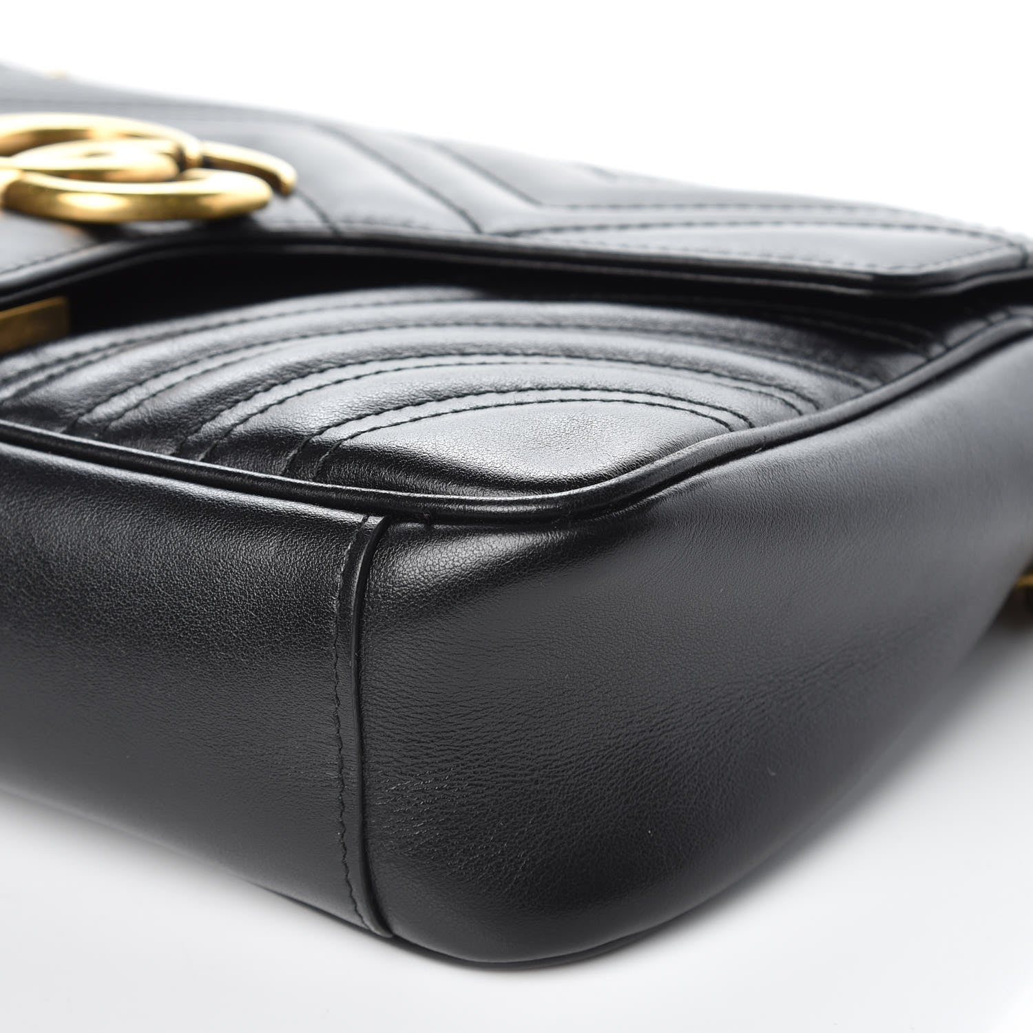 Gucci Calfskin Matelasse Small GG Marmont Shoulder Bag Black 9 of 13