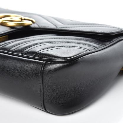 Gucci Calfskin Matelasse Small GG Marmont Shoulder Bag Black 9 of 13