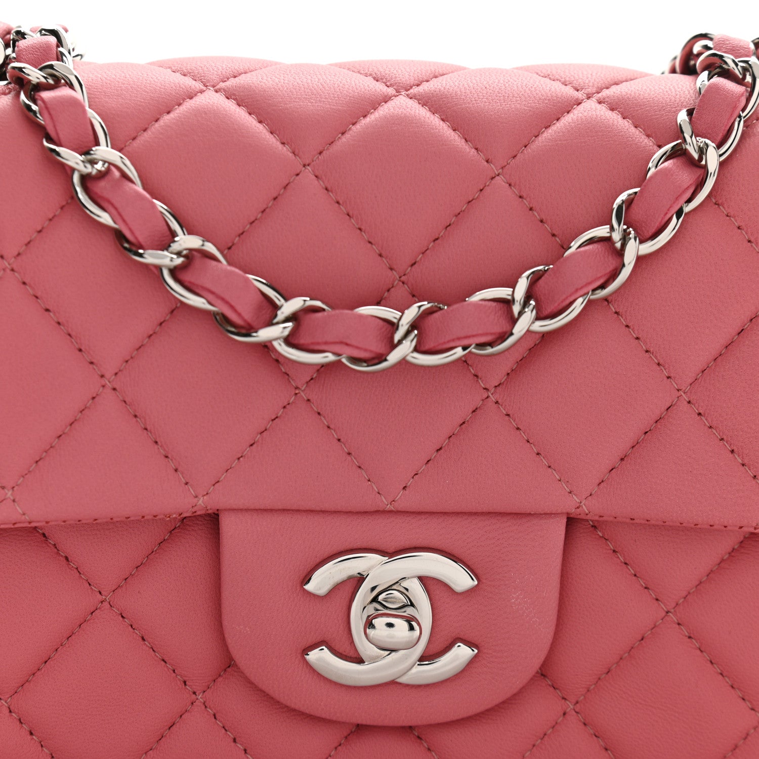 Chanel Lambskin Quilted Mini Rectangular Flap Pink 8 of 11