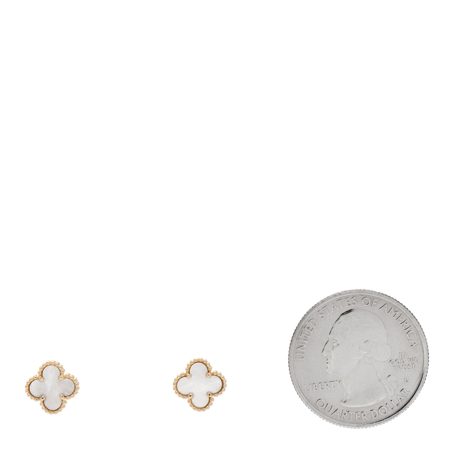 Van Cleef & Arpels 18K Yellow Gold Mother of Pearl Sweet Alhambra Earrings 2 of 5