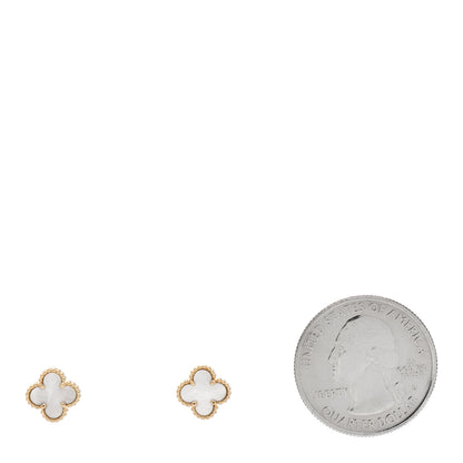 Van Cleef & Arpels 18K Yellow Gold Mother of Pearl Sweet Alhambra Earrings 2 of 5