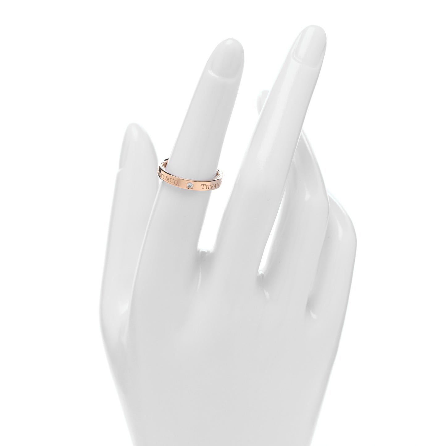 18K Rose Gold Diamond Logo Band Ring 51 5.75