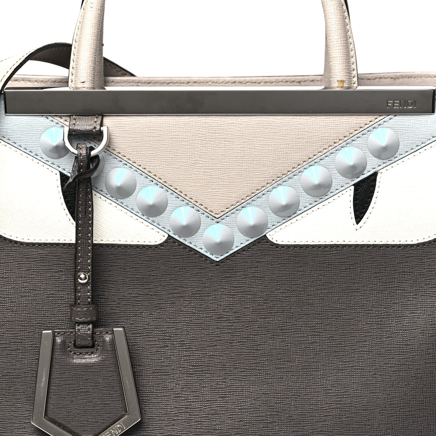 Vitello Elite Monster Eyes Studded Petite 2Jours Tote Carbone White Multicolor
