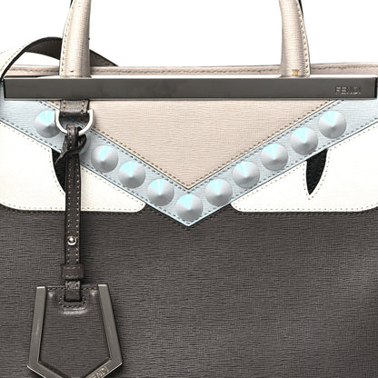 Fendi Vitello Elite Monster Eyes Studded Petite 2Jours Tote Carbone White Multicolor 7 of 12