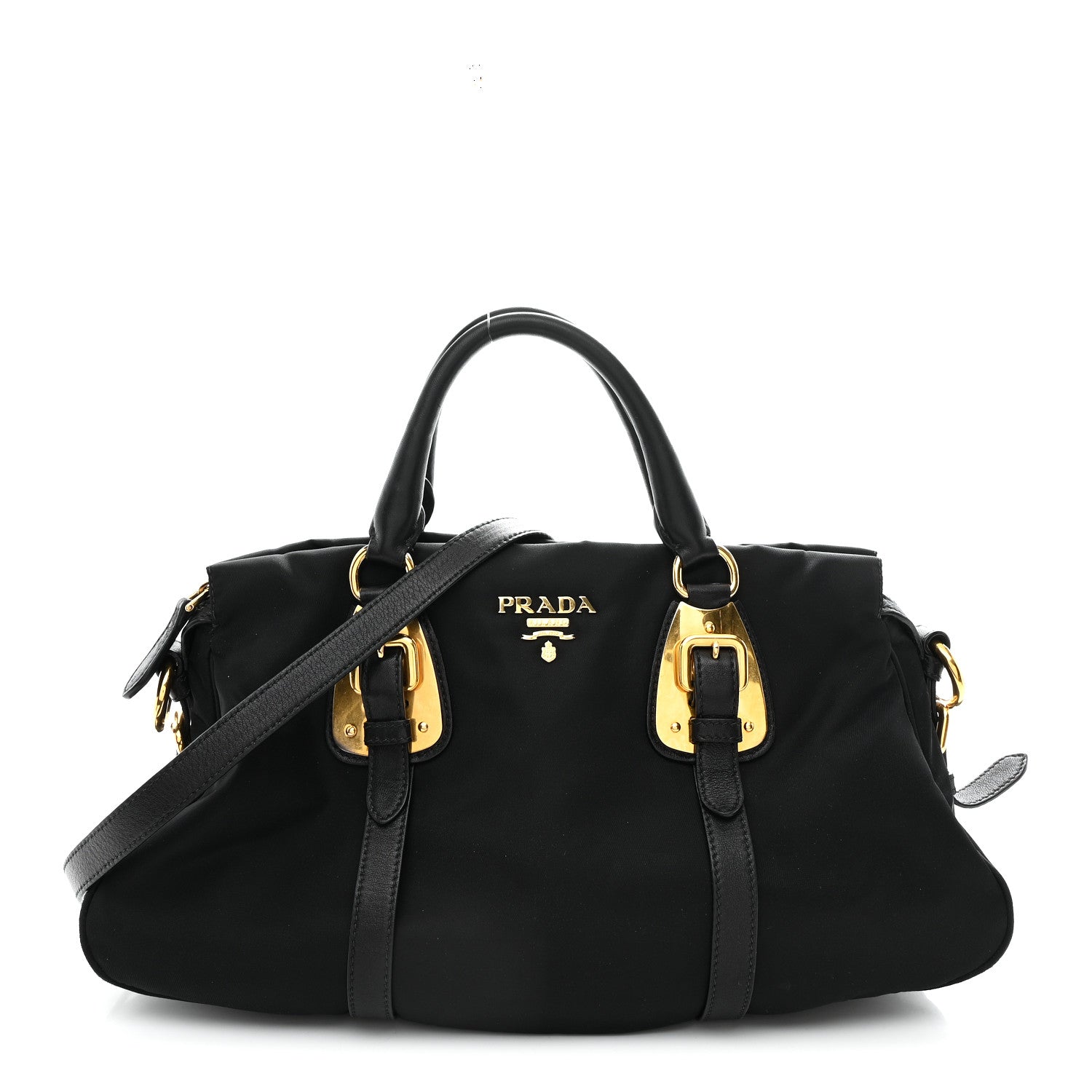 Prada Tessuto Nylon Soft Calfskin Shopping Satchel Black 2 of 21