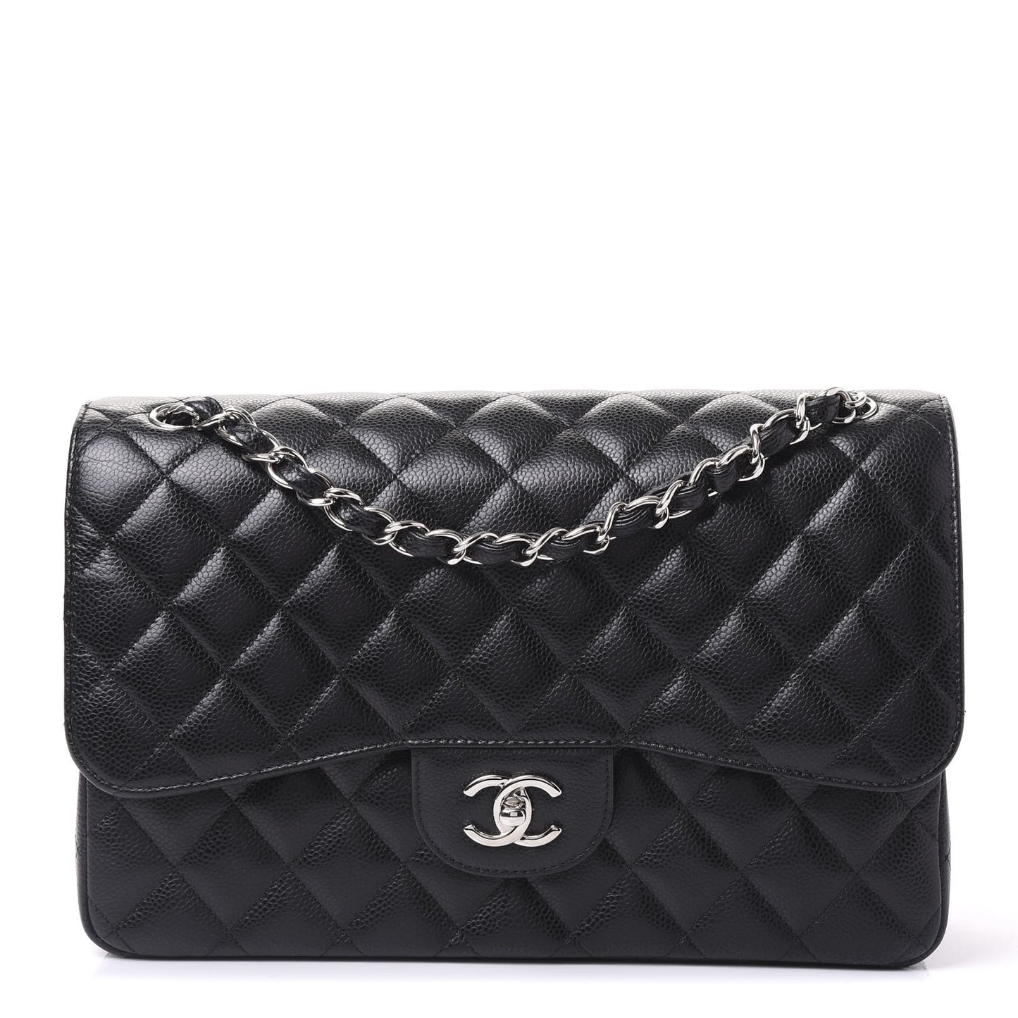 Caviar Quilted Jumbo Double Flap Black
