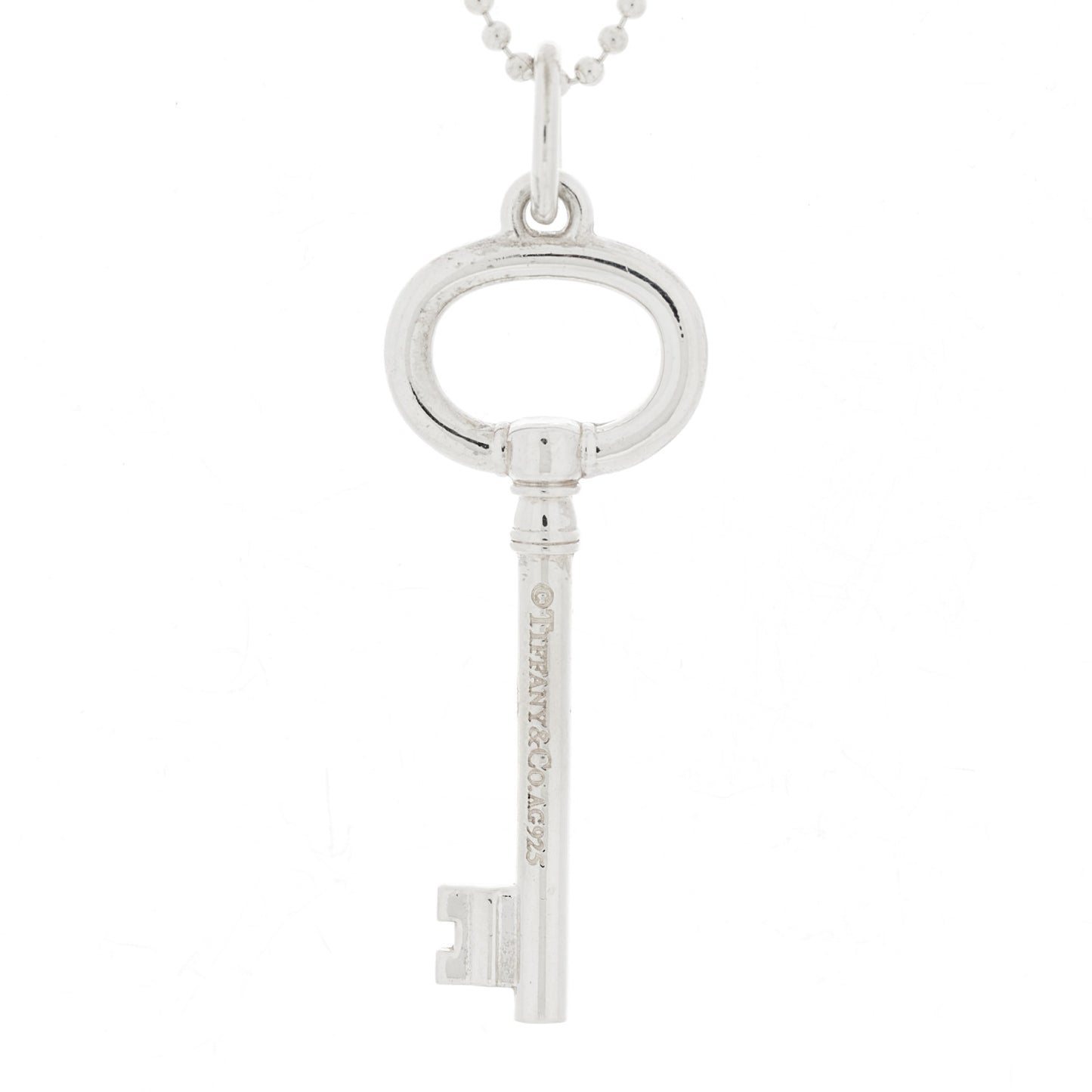 Sterling Silver Small Oval Key Pendant Necklace