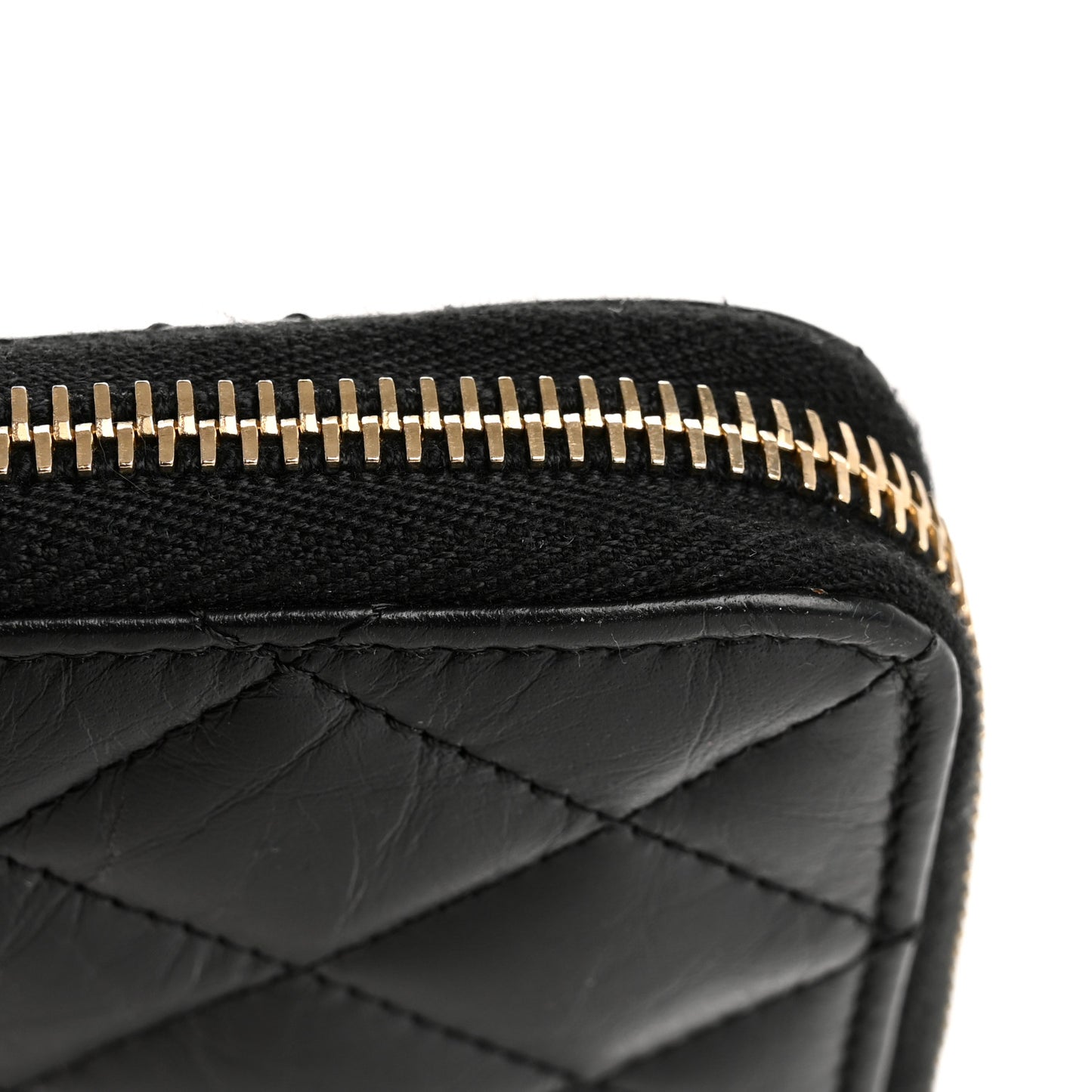 Aged Calfskin Quilted Reissue Large Gusset Zip Around Wallet Black