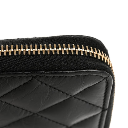 Chanel Aged Calfskin Quilted Reissue Large Gusset Zip Around Wallet Black 12 of 13