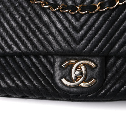 Chanel Calfskin Surpique Chevron Small Flap Black 14 of 18