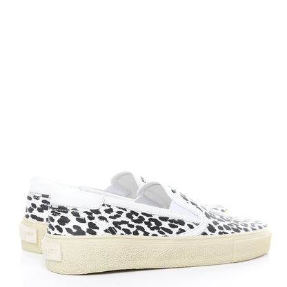 Saint Laurent Soft Calfskin Babycat Leopard Womens Skate Slip On Sneakers 38.5 Black White 4 of 9