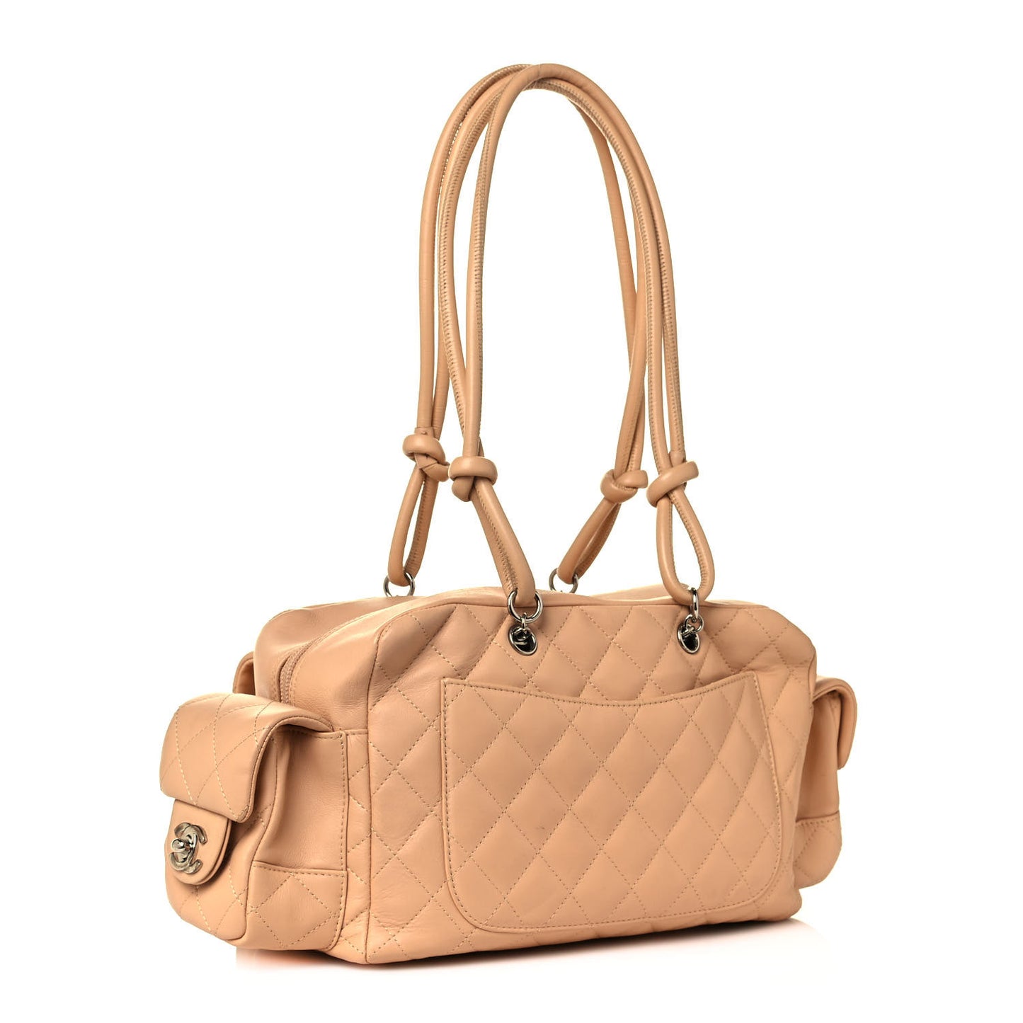 Calfskin Quilted Small Cambon Multipocket Reporter Beige