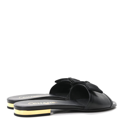 Chanel Lambskin Grosgrain CC Bow Mules 37.5 Black 5 of 9