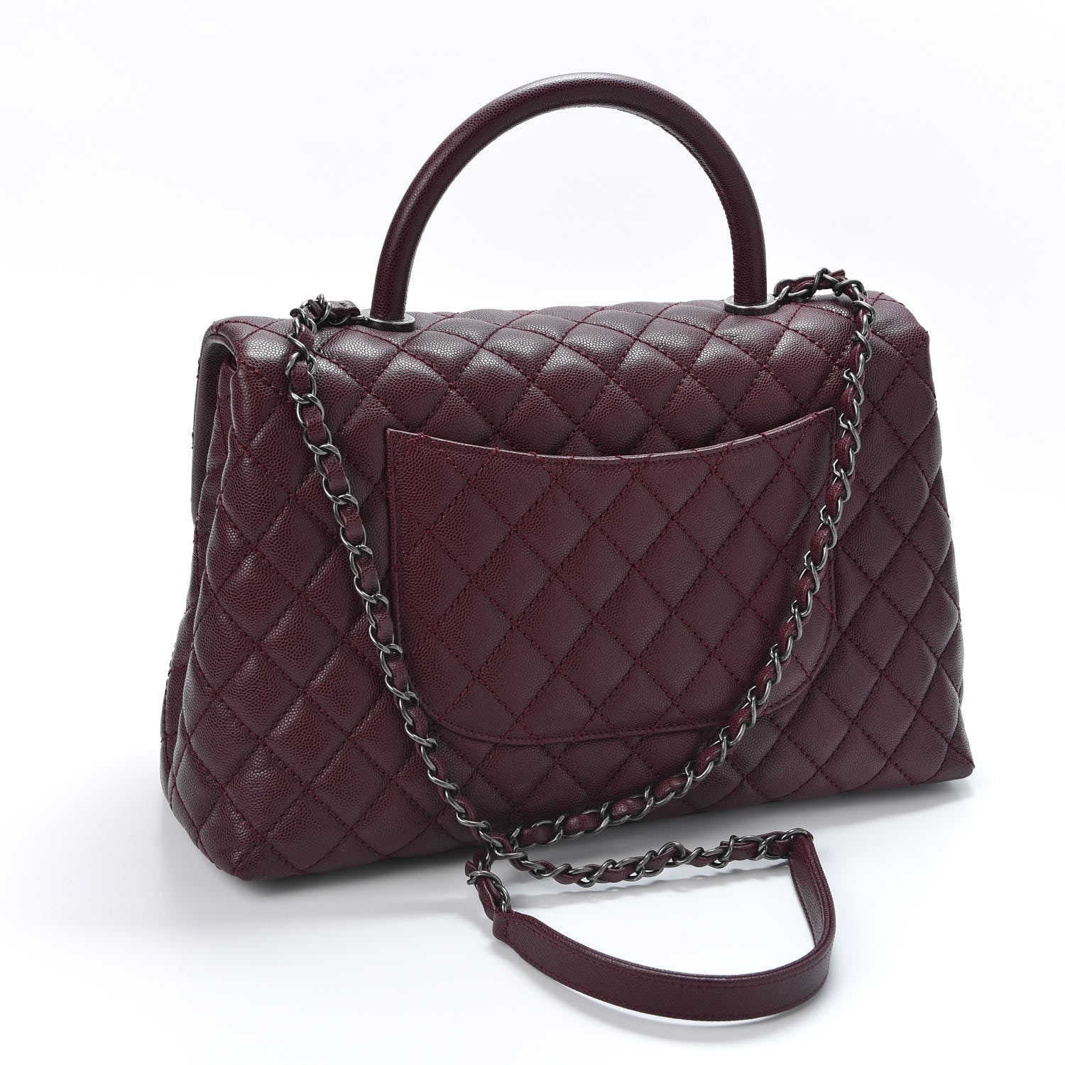 Chanel Caviar Quilted Medium Coco Handle Flap Burgundy 2 of 9