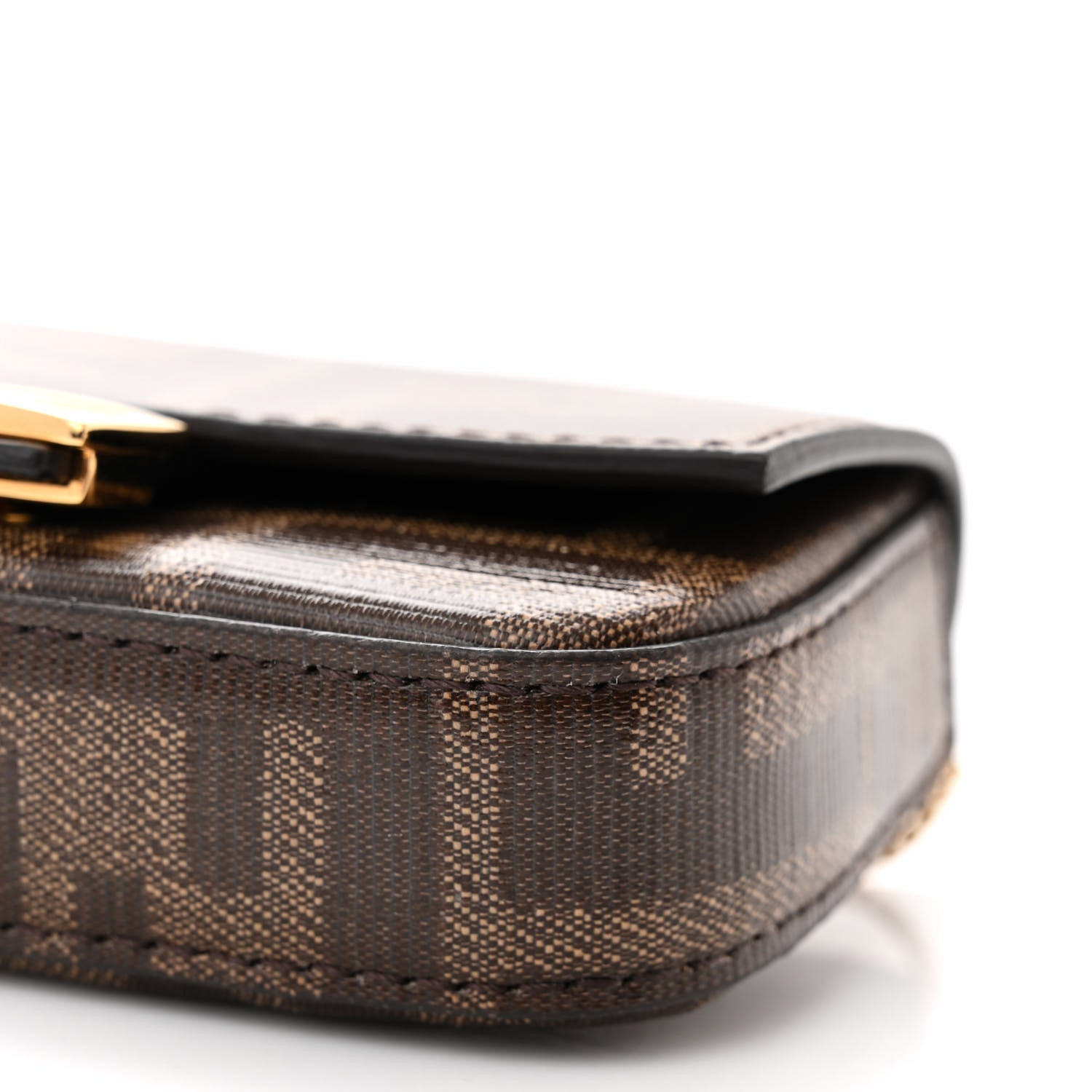 Fendi Glazed Fabric FF 1974 Nano Baguette Charm Mogano Panna 10 of 11