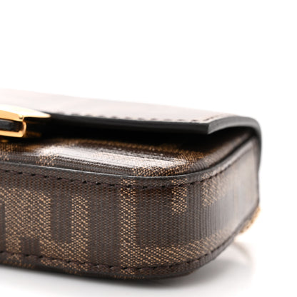 Fendi Glazed Fabric FF 1974 Nano Baguette Charm Mogano Panna 10 of 11