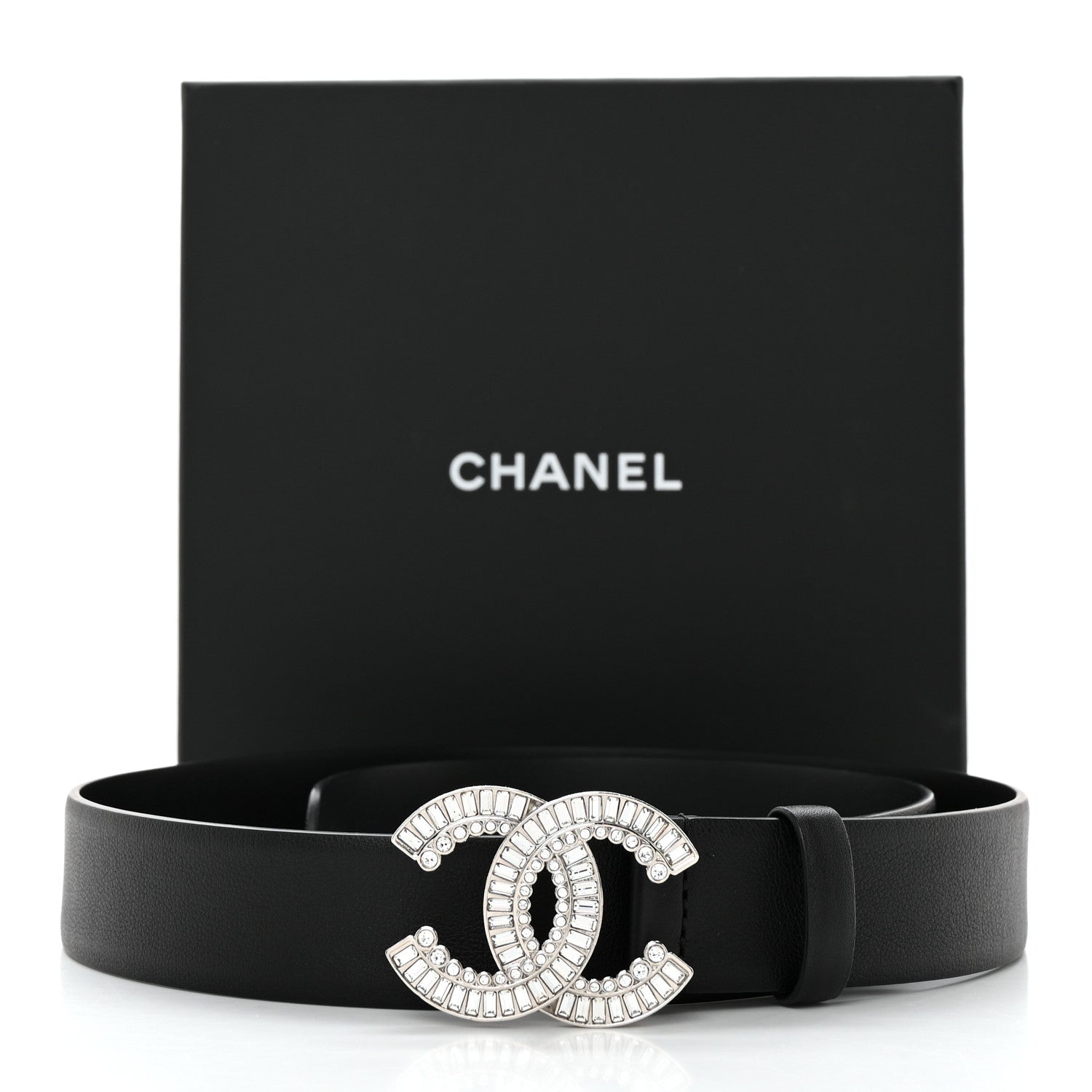 Chanel Calfskin Crystal CC Belt 80 32 Black 6 of 6