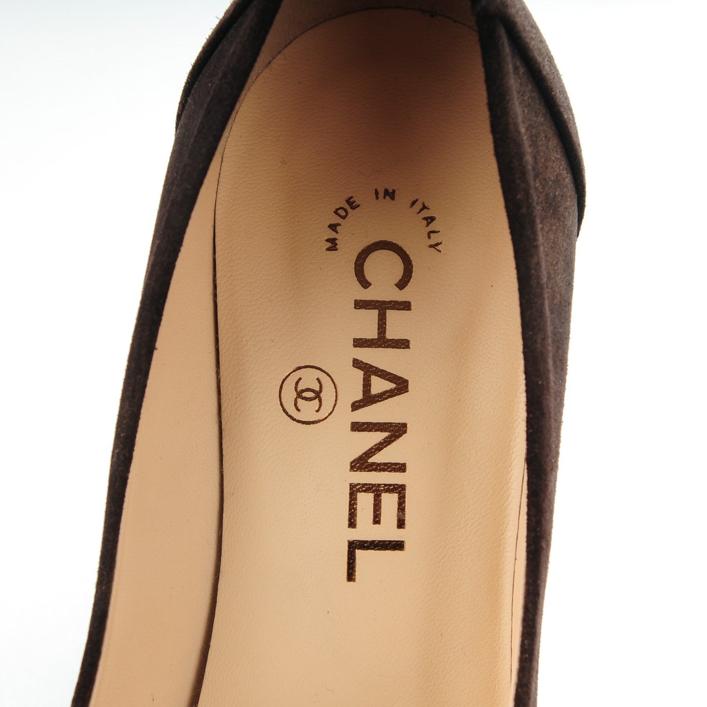 Coated Suede CC Cap Toe Pumps 36 Black Brown
