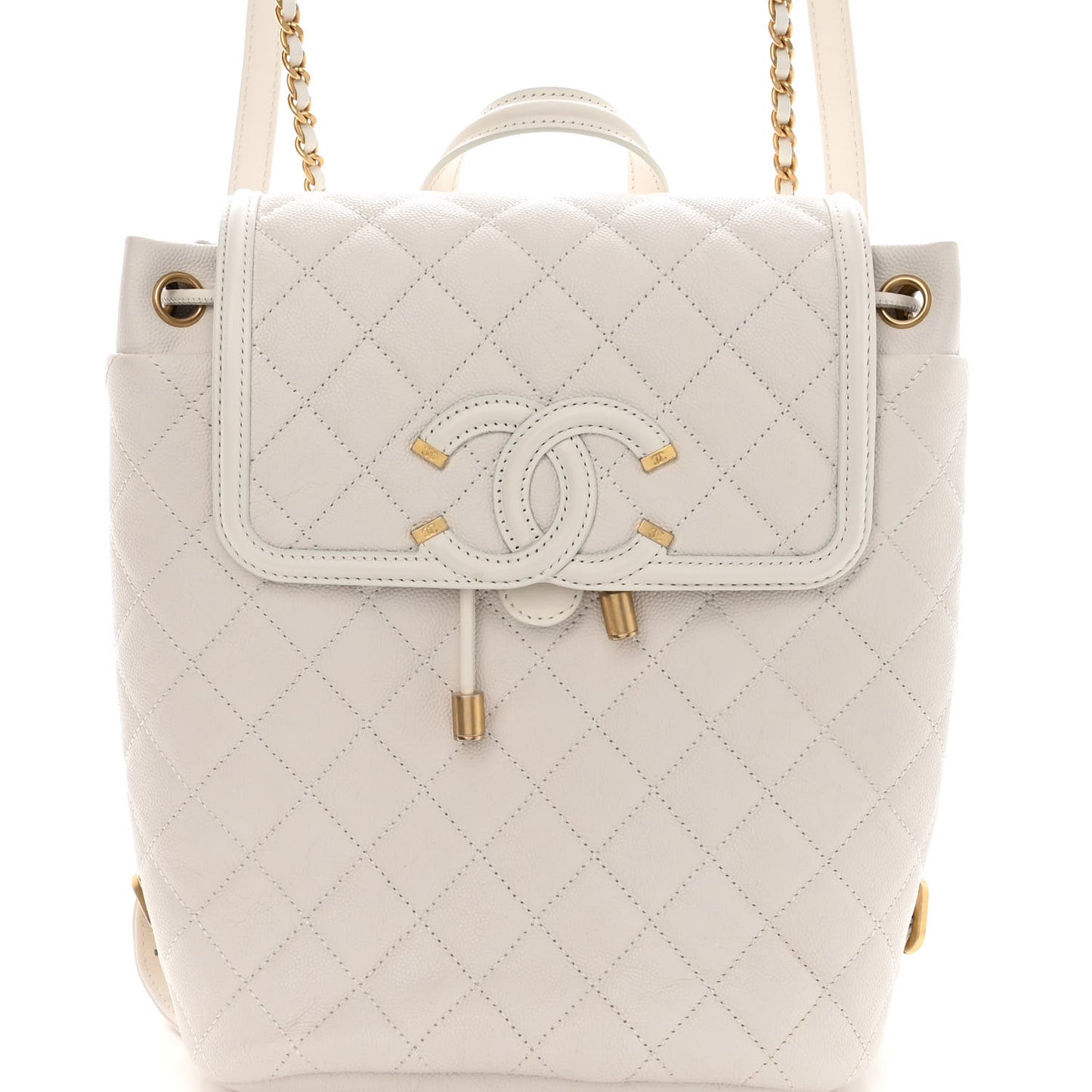 Caviar Quilted Filigree Backpack White