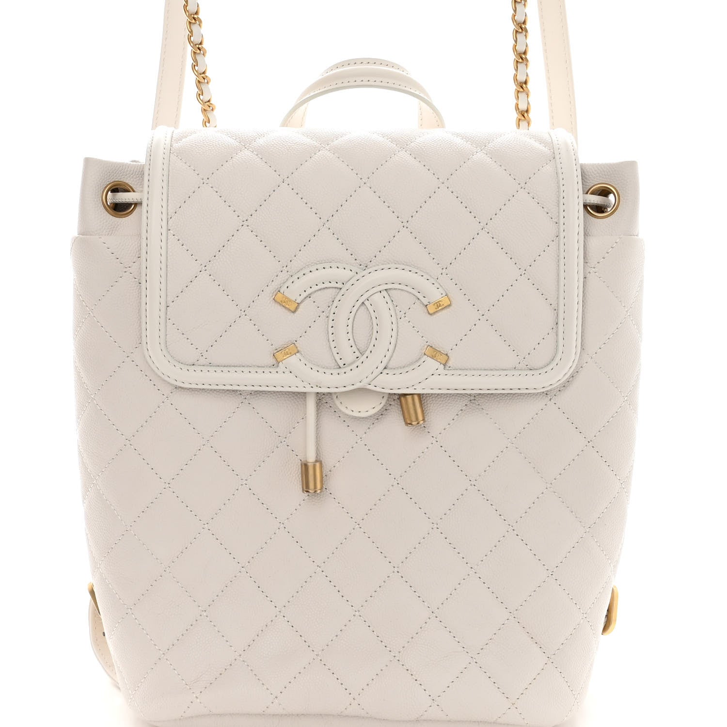 Chanel Caviar Quilted Filigree Backpack White 8 of 12