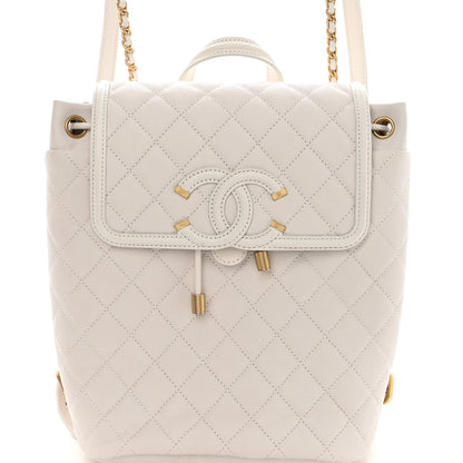 Chanel Caviar Quilted Filigree Backpack White 8 of 12