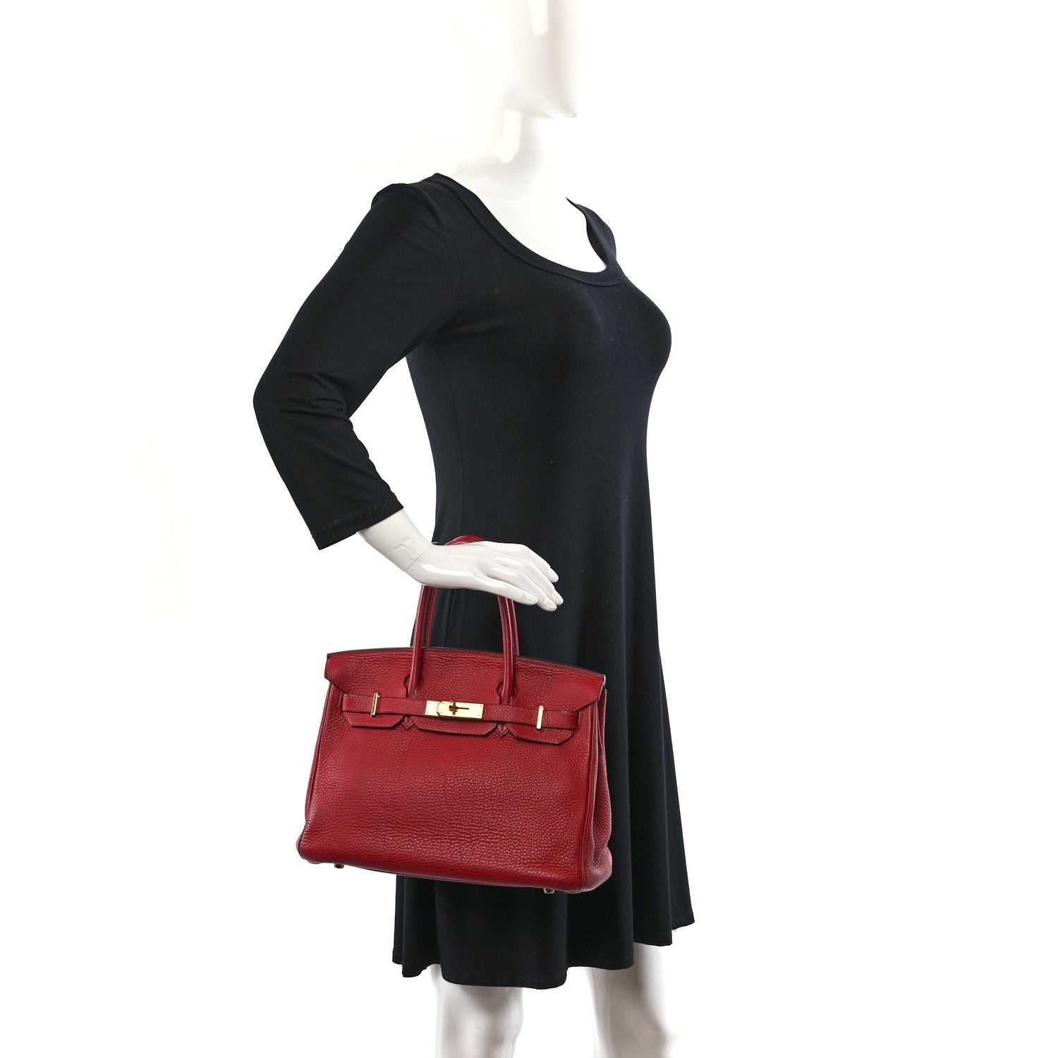 Hermes Taurillon Clemence Birkin 30 Rouge Vif 2 of 16