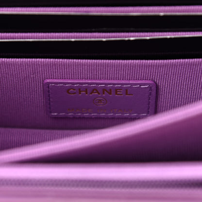 Chanel Lambskin Enamel Quilted Pending CC Clutch With Chain Purple 7 of 12