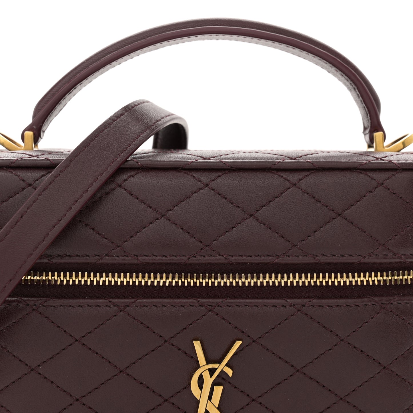 Lambskin Quilted Mini Gaby Vanity Case Rouge Cabernet