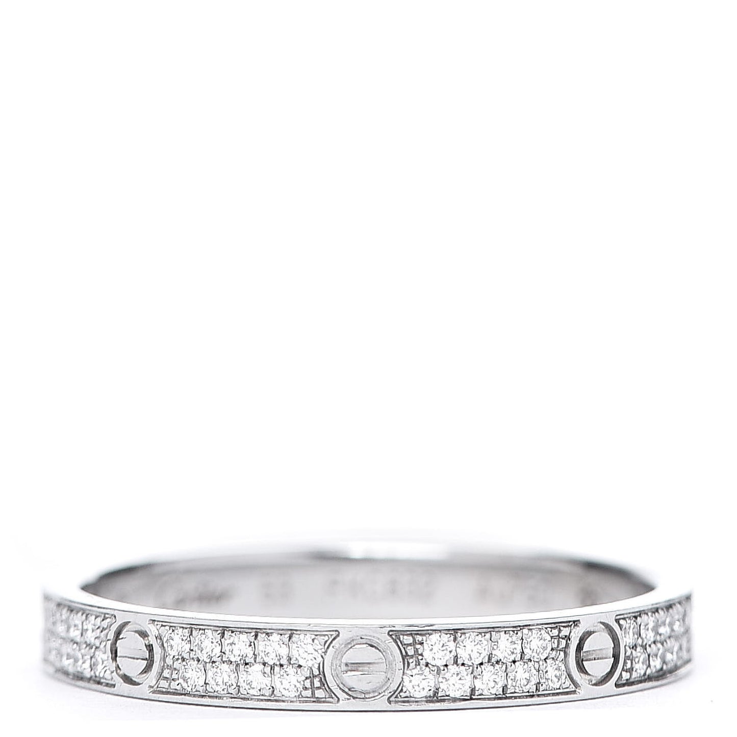 18K White Gold Diamond 2.6mm LOVE Paved Band Ring 53 6.25