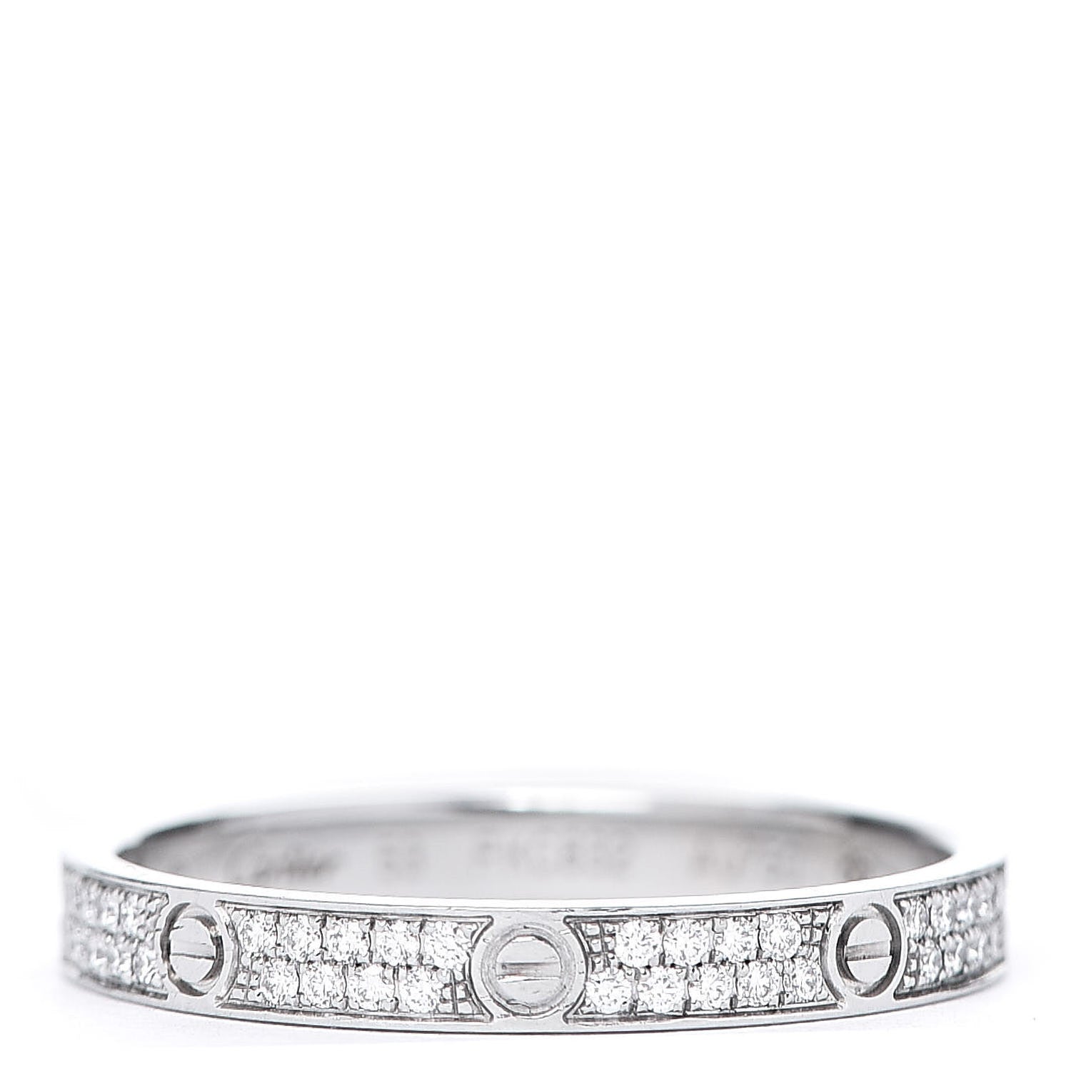 Cartier 18K White Gold Diamond 2.6mm LOVE Paved Band Ring 53 6.25 2 of 5