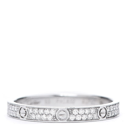 Cartier 18K White Gold Diamond 2.6mm LOVE Paved Band Ring 53 6.25 2 of 5