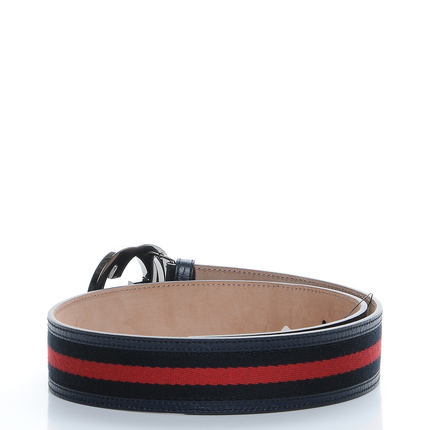 Gucci Calfskin Web Interlocking G Belt 75 30 Blue 3 of 8